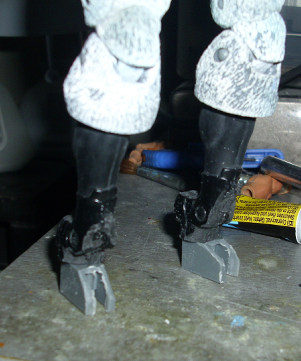 Base of calves and feet